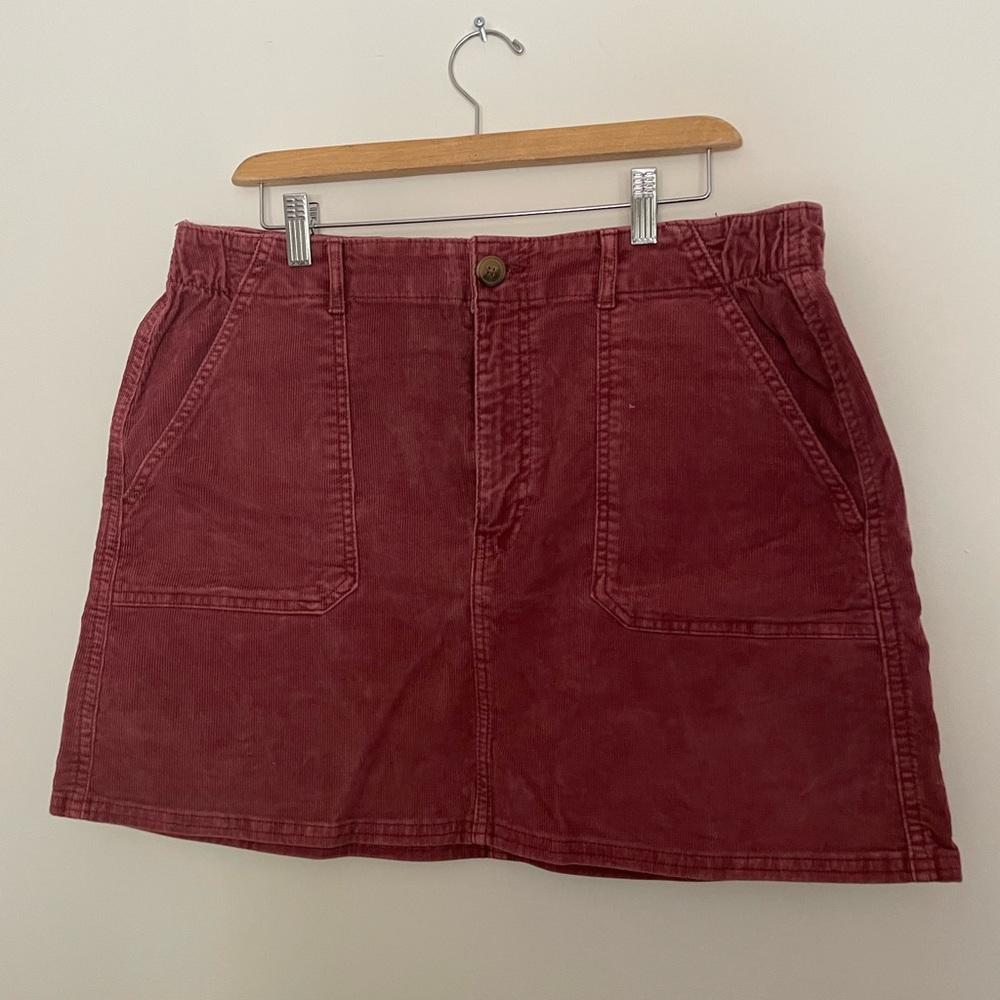 Burgundy Corduroy High Waisted Skirt